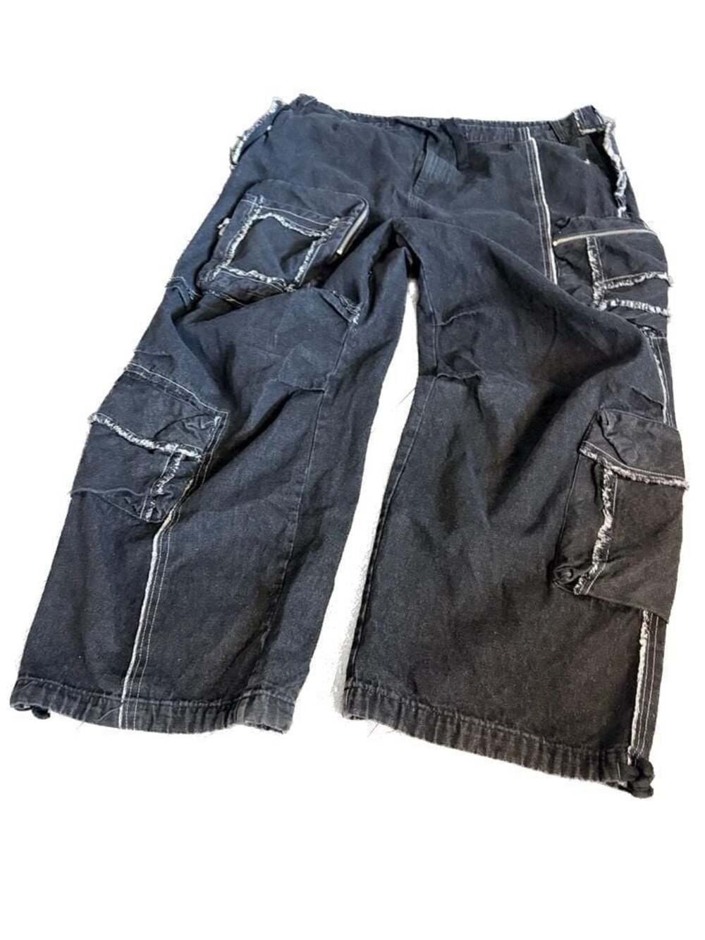 Named Collective Distressed Black Denim Jorts Cargo Pants